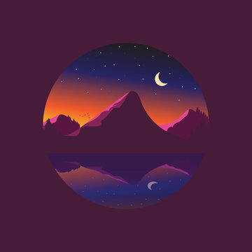 simple landscape flat illustration silhouette