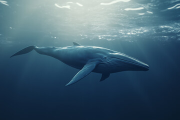 Fototapeta premium A whale is swimming in the ocean