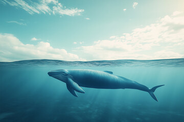 Fototapeta premium A whale is swimming in the ocean