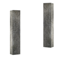 Short vertical concrete beam. On isolated transparent background.