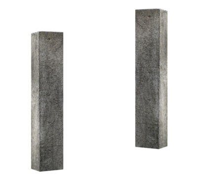 Short vertical concrete beam. On isolated transparent background.