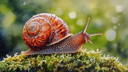 Enchanting Snail in Watercolor Style
