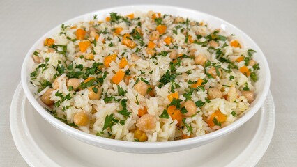 Arroz de grão de bico e cenoura, receita de arroz,