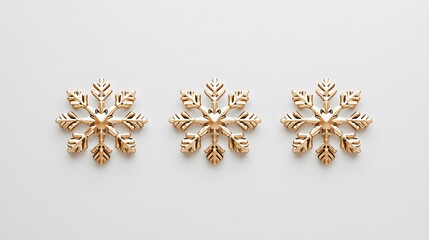 Golden snowflake ornaments on a white background