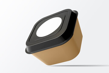 Food packaging label, Circle sticker on food container, Cardboard food packaging,