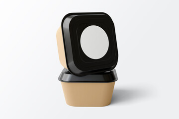 Food packaging label, Circle sticker on food container, Cardboard food packaging,