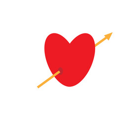 a heart with a yellow arrow on a white background