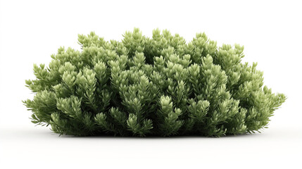 Close-up of a dense, green leafy bush against a white background, showcasing lush foliage and intricate leaf details.