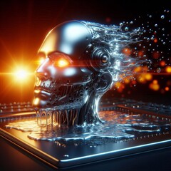 Melting Robot Macrorealism Edge Lighting A hyperrealistic render