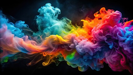 Vivid smoke dances within a vibrant neon haze, creating an ethereal abstract double exposure that tantalizes the senses and captivates the imagination.