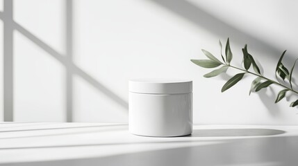 A touch of green, flourishing plant enhances minimalist decor in white ceramic pot