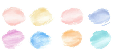 Set of multi-colored watercolors on a white background.