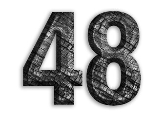 48, number shape with charcoal motif design.