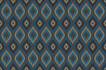 Ikat Abtract art. Seamless pattern in tribal folk embroidery, and Mexican style Aztec geometric art ornament print. Design for Capet, cover, wallpaper, wrapping, Fabric clothing 
