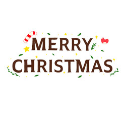 Merry Christmas color pencil lettering illustration