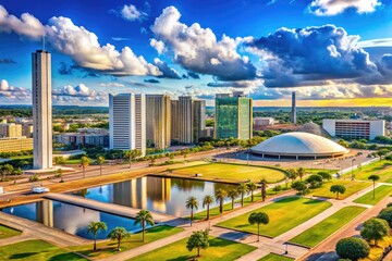 Modern architecture and vibrant skyline of Brasilia, the capital city of Brazil, showcasing culture