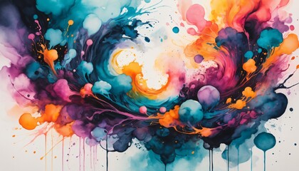 Vibrant Ink Blots colorful illustration background