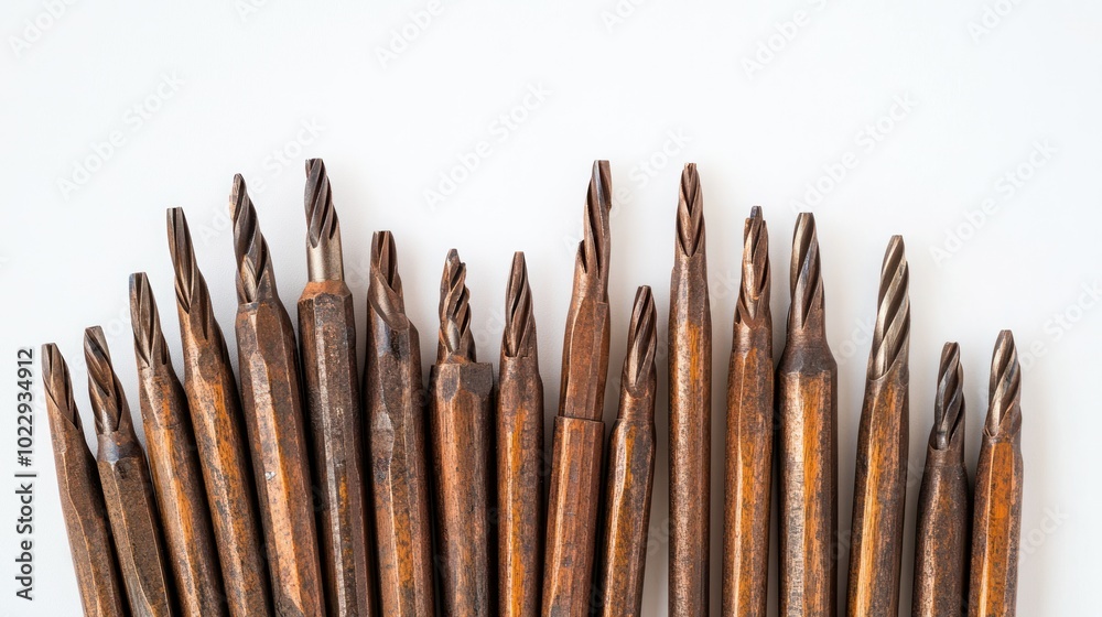 Aufkleber A Collection of Rusty Drill Bits with Varied Shapes