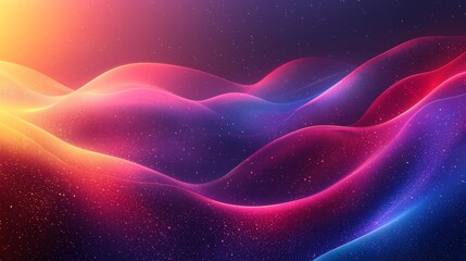 Obraz premium Abstract colorful waves background with flowing particles forming elegant curves in a digital environment. Perfect for websites, presentations or social media