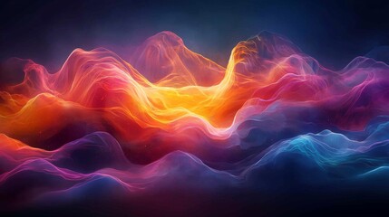 Obraz premium Colorful smoke shapes flow in abstract waves, creating a dynamic background full of energy and movement. Perfect for vibrant projects needing fluidity