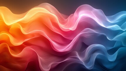 Fototapeta premium Colorful abstract wave pattern flowing and bending with smooth lines, creating a dynamic and vibrant background, evoking peace, joy, and inspiring creativity