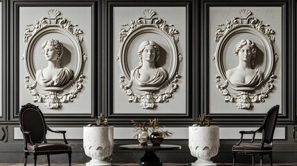 Sophisticated chic and contemporary living room with a stylish black and white Christmas theme featuring modern and minimalist furnishings and decor