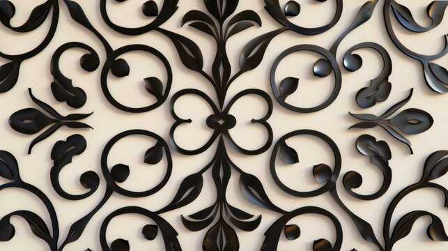 Elegant black Turkish patterned wall design, showcasing intricate craftsmanship and cultural heritage, perfect for enhancing interior aesthetics