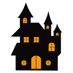 Halloween Haunted House Isolated on White Background. Vector Illustration.