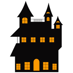 Halloween Haunted House Isolated on White Background. Vector Illustration.