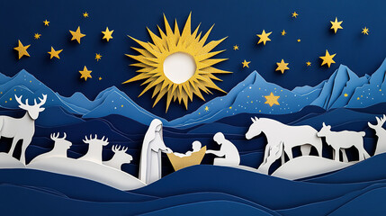 Naklejka premium The background of Epiphany people celebrate the holiday propaganda cartoon illustrations,generated with AI.
