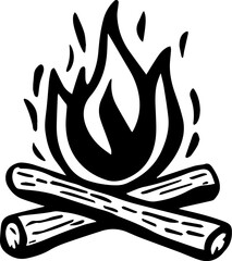 Woodcut Campfire Hand-drawn Illustration