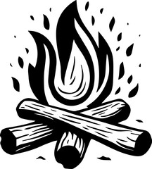 Woodcut Campfire Hand-drawn Illustration