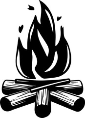 Woodcut Campfire Hand-drawn Illustration