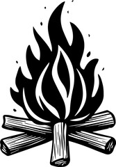 Woodcut Campfire Hand-drawn Illustration
