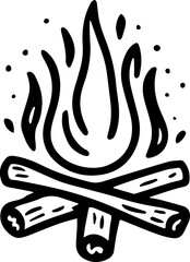 Woodcut Campfire Hand-drawn Illustration