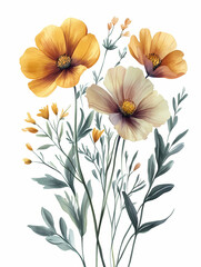 Fototapeta premium watercolor floral bouquet isolated on a white background 