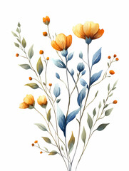 Naklejka premium watercolor floral bouquet isolated on a white background 
