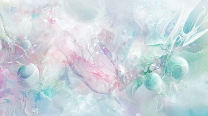 Soft pastel swirls and bubbles create a dreamy, tranquil atmosphere in this abstract art piece, inviting viewers to get lost in its ethereal beauty