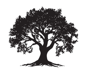 Silhouette tree, Outline tree illustration, Tree silhouette vector