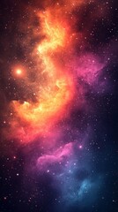 Colorful interstellar cloud floats gracefully in outer space, glowing against the dark cosmos backdrop, evoking wonder and beauty
