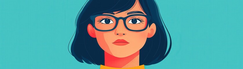 Close-up flat design cartoon of a student using a laptop for distance learning, isolated background, clean and simple.