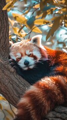 Obraz premium Red panda sleep wildlife animal mammal.
