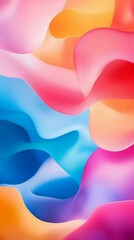 Fototapeta premium Abstract background with colorful shapes flowing in a wave pattern, creating a sense of movement and fluidity. The vibrant colors and smooth curves evoke a feeling of energy and dynamism