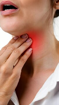 Cold induced irritation: depiction of sore throat, showcasing symptoms of congestion, inflammation brought on by cold, emphasizing physical discomfort and fatigue commonly experienced during illness.