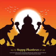 Happy Lakshmi puja Indian religious festival poster design template. Minimal Poster-Vector