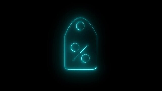 online shopping tag price animation. cash discount coupon for future use.  with cyan color neon discount icon