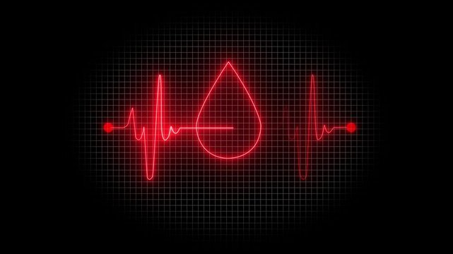 Blood donors logo template design  emblem, design concept, creative symbol, icon animation on red grid  background