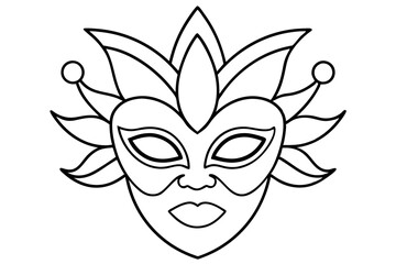 
Carnival mask icon, carnival mask line art vector illustration, mardi gras elements vector
