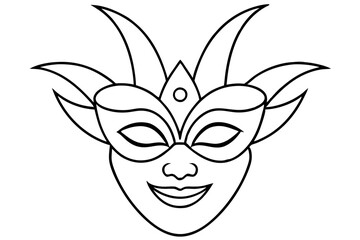 
Carnival mask icon, carnival mask line art vector illustration, mardi gras elements vector
