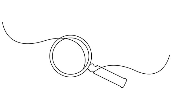 recommend clip art: One continuous line illustration of magnifying glass. Continuous line drawing of magnifying glass lens